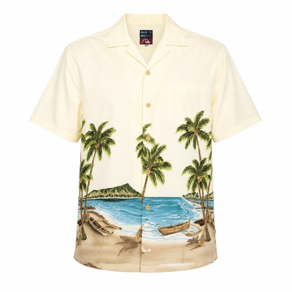 Vintage Quicksilver Made In USA Men's Large Beach Shirt Short Sleeve